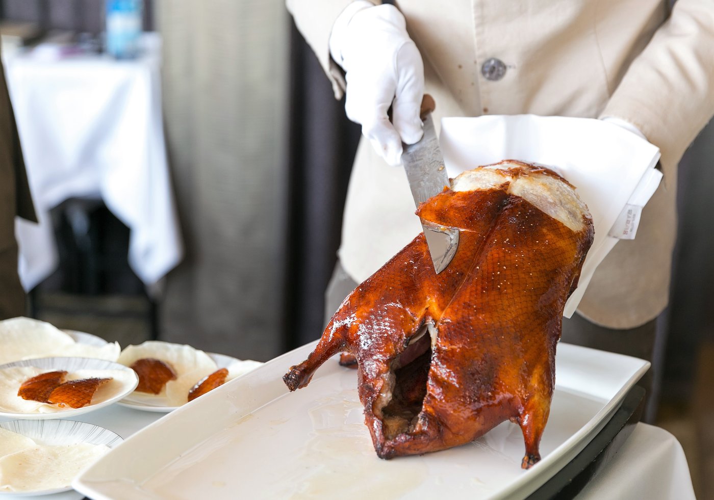 Peking duck carved tableside