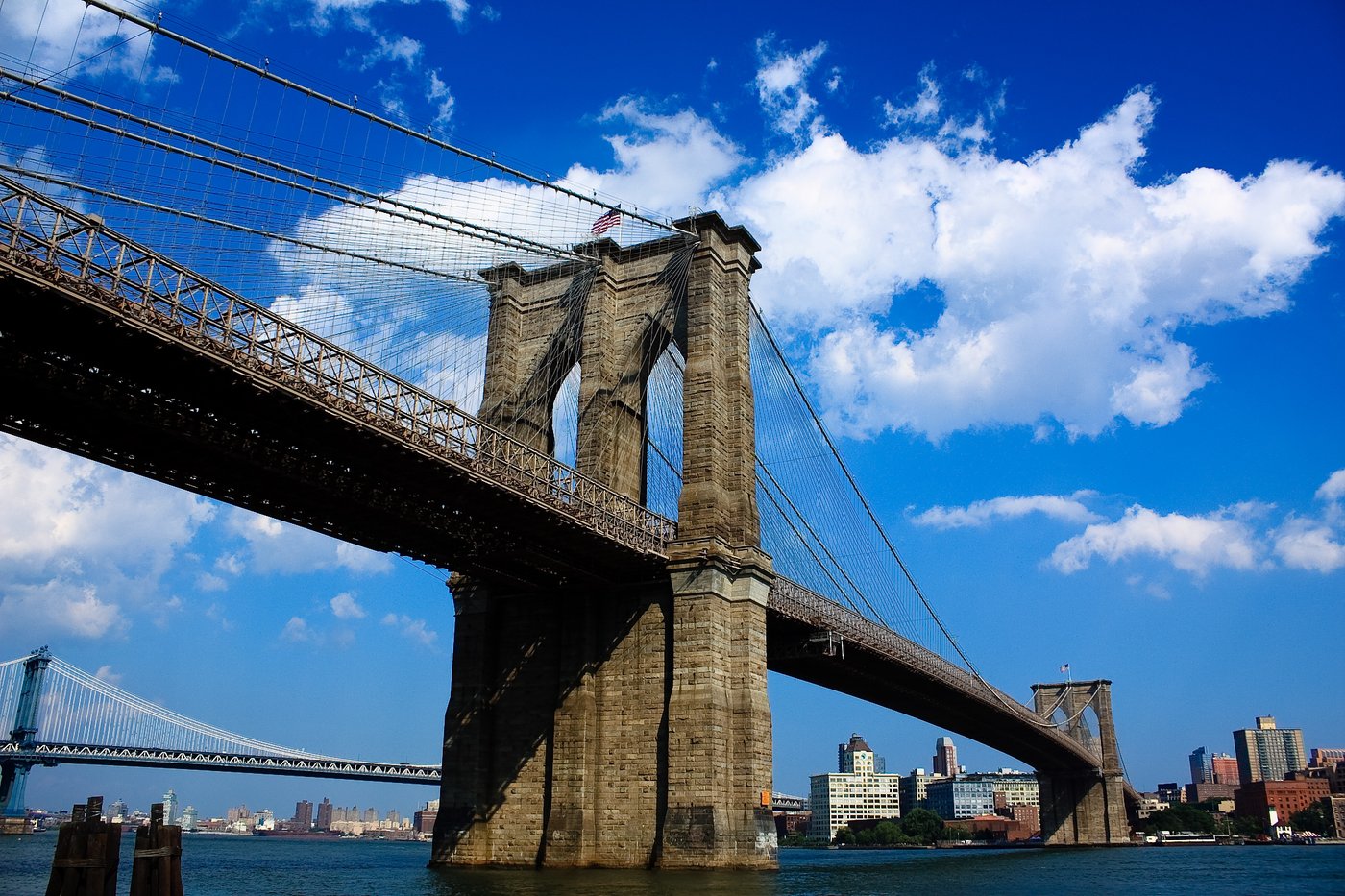 The Brooklyn Bridge at dusk